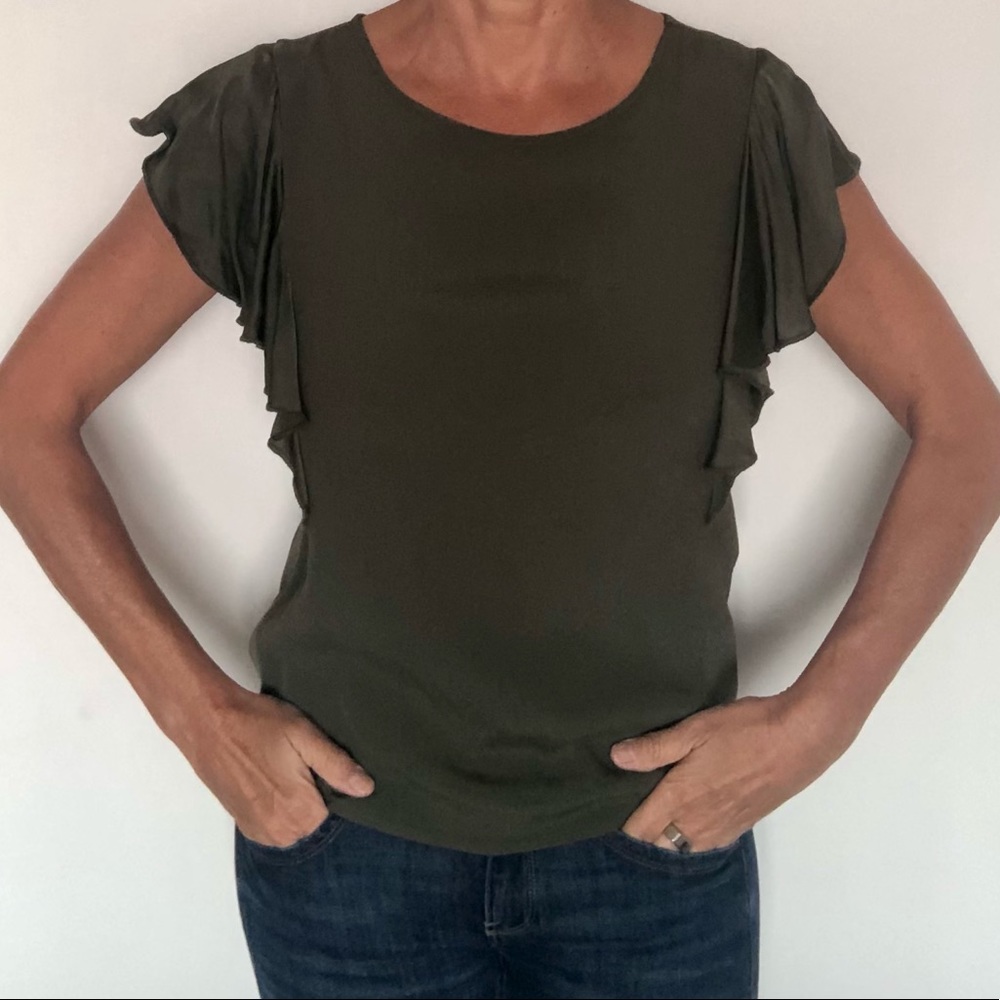 Tween, top ruffles in green S, made in Italy